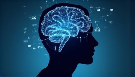 Human brain and financial charts icon