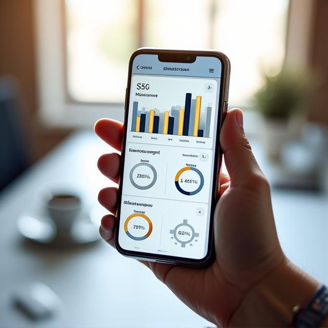 Mobile dashboard showing financial risk analytics and active trades